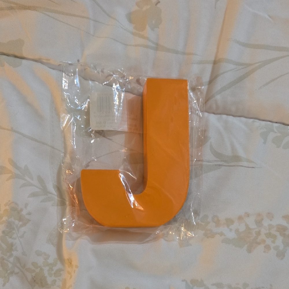 Orange Wooden Block Letter "J"